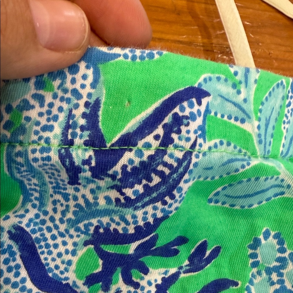 Lilly Pulitzer Vibrant Blue Floral Of The Shoulder Blouse Top Shirt Size Large - Picture 10 of 10